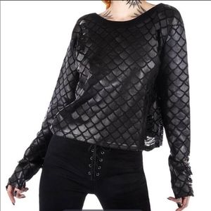 Killstar Siren Mermaid Knit Sweater / Black Scales